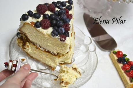 Tarta de Queso de dos pisos con Frutos Rojos