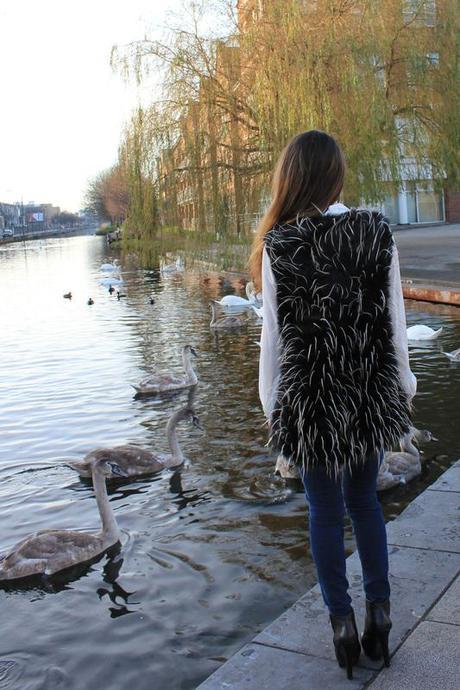 Fur vest, white shirt and bangle with quote Image Hosted by ImageShack.us