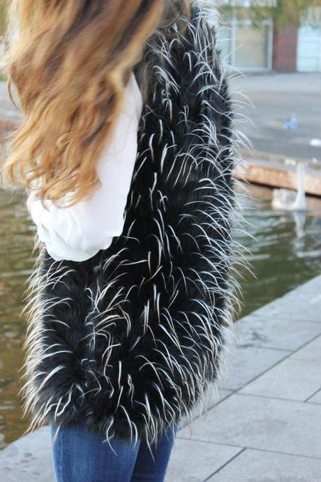 Fur vest, white shirt and bangle with quote Image Hosted by ImageShack.us