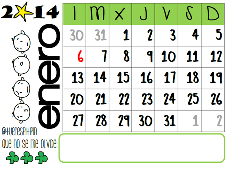 Calendario de enero 2014 {listo para imprimir}