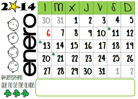 Calendario de enero 2014 {listo para imprimir}