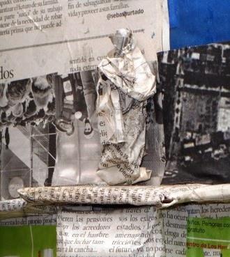 Imágenes de un pesebre hecho con papel y cartón