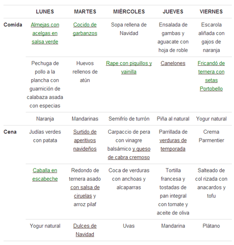 Menú semanal Genuinus menu genuinus