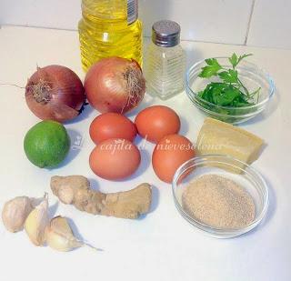 Tortilla de cebolla y jengibre al aroma de lima