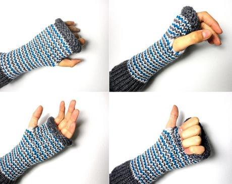 DIY tutorial how to loom knit fingerless mittens gloves 