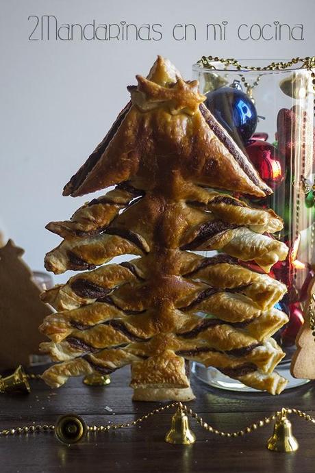 Árbol de navidad de hojaldre y nutella