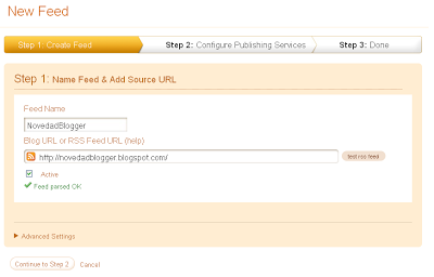 Añadiendo mi blog en Twitterfeed