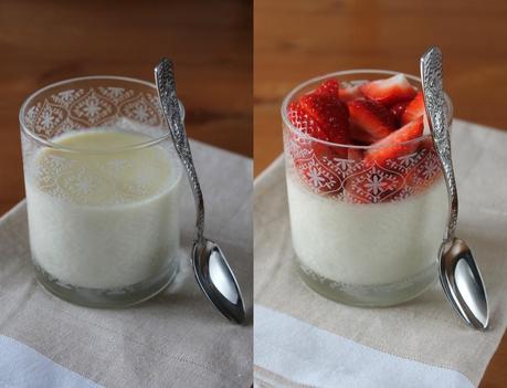 Panna cotta de vainilla con fresas