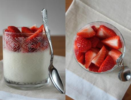 Panna cotta de vainilla con fresas
