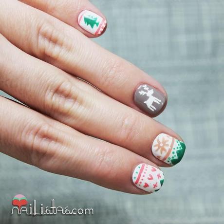 Nail Art de jersey de Invierno, uñas decoradas