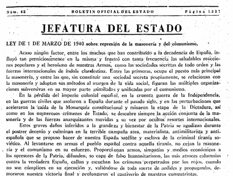 LA REPRESION SOBRE LA MASONERÏA EN ASTURIAS (2 entrega)