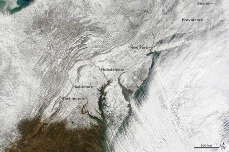 tormenta de nieve en el estre de Estados Unidos desde el espacio