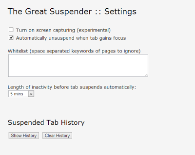 The Great Suspender: Libera la memoria no utilizada en Google Chrome
