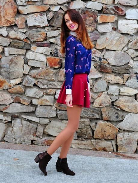 TENDENCIA: CAMISA DE FLAMENCOS + FALDA SKATER