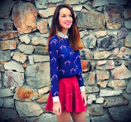 TENDENCIA: CAMISA DE FLAMENCOS + FALDA SKATER