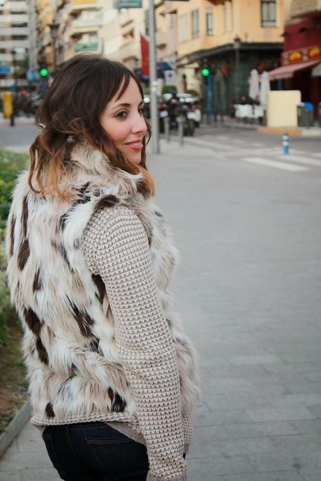 Fur vest with coat