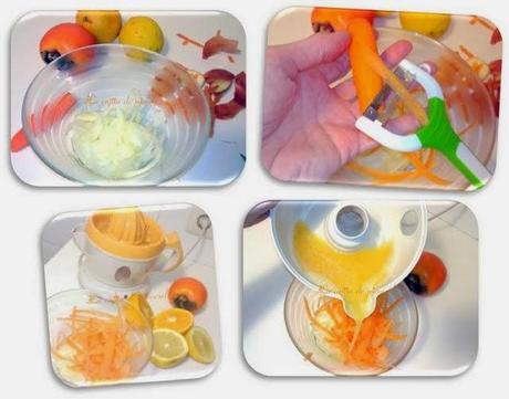 Ceviche de langostinos y caqui con aliño de cítricos y aroma de azafran