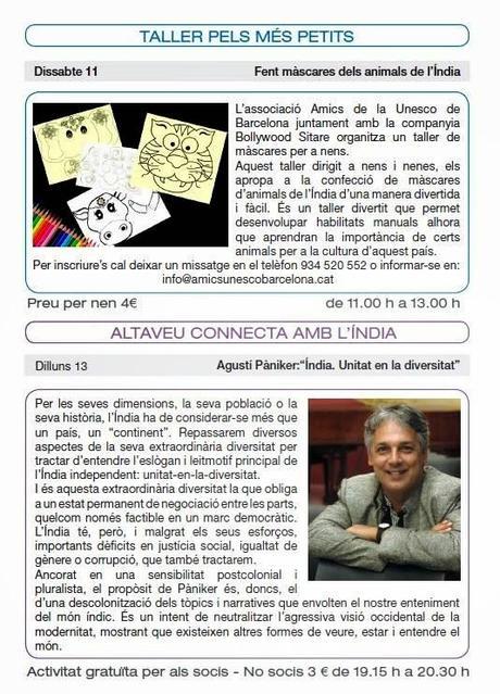 Enero 2014, el mes dedicado a la India en la Asoc. Amics de l'Unesco de Barcelona.