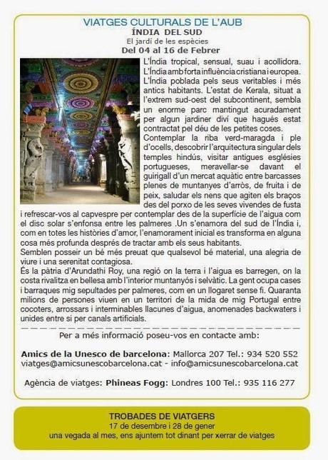 Enero 2014, el mes dedicado a la India en la Asoc. Amics de l'Unesco de Barcelona.