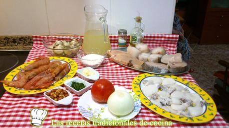 ingredientes de zarzuela de pescado y marisco