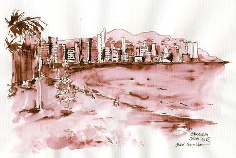 BENIDORM - TINTAS - Pen & Ink - Paseo de Poniente