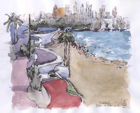 BENIDORM - TINTAS - Pen & Ink - Paseo de Poniente