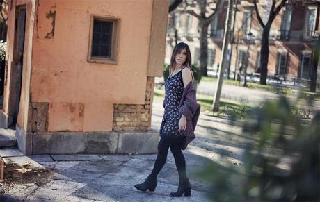 street style barbara crespo flowered lingerie dress stradivarius the corner fashion blogger outfit zara boots