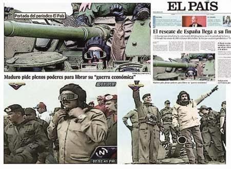 Imagenes Maduro en tanque de guerra - Portada El País de España