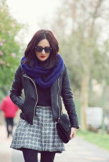 BLUE + BLACKSkirt: Persun, Sweater: Mango Jacket: Persun ...