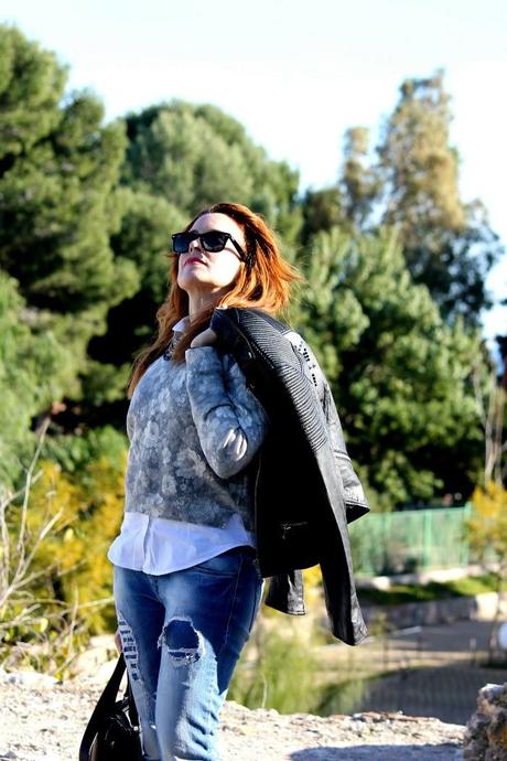 Biker jacket +  flower print