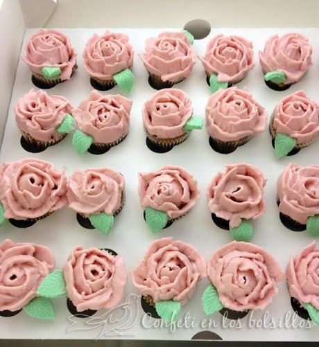 Minicupcakes de rosas para La Valentina