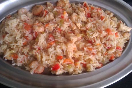 ☺☺☺ HOY ME APETECE.....UMMM.... ARROZ THAI JASMINE CON POLLO EN SALSA AGRIDULCE Y LANGOSTINOS