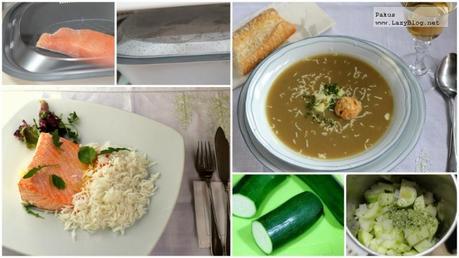 Menú ligero y desengrasante: Crema de calabacín con salmón cocinado al vapor