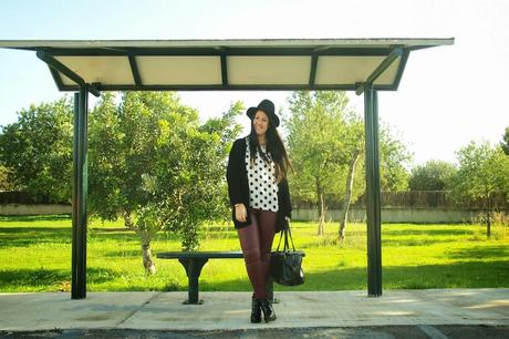 Polka Dots, black and burgundy