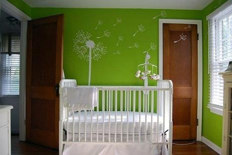 Bellos cuartos de bebé en color verde