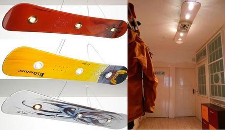 Luces en tablas de snow recicladas DIY