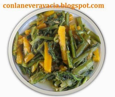 BORRAJAS Y CALABAZA  AL WOK.