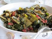 Acelgas ajos tiernos jamón iberico