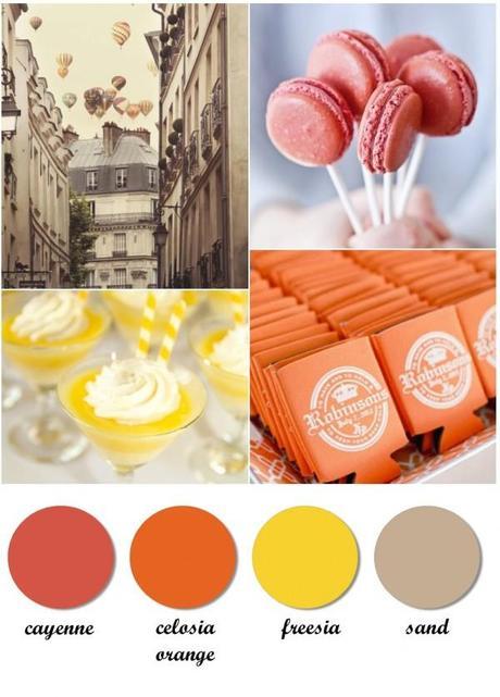 Colour Board. Sand, cayenne, celosia orange, freesia #pantone #spring #2014 