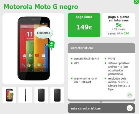 Motorola Moto G más barato en amena por 149€ sin permanencia