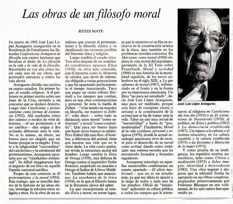 HEMEROTECA:  a la muerte de Aranguren (1996)