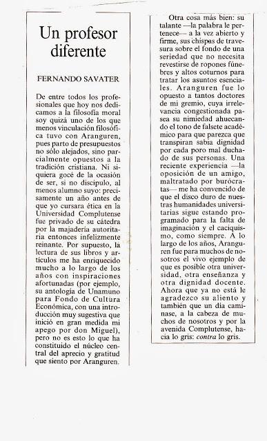 HEMEROTECA:  a la muerte de Aranguren (1996)