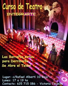 Foto: CURSO DE TEATRO INTEGRARTE, SE ABRE UN CURSO REGULAR DE TEATRO DIRIGIDO A PERSONAS CON Y SIN DISCAPACIDAD.  La actriz Victoria Teijeiro junto con dos entidades del ámbito de la discapacidad como son GRUMICO  Grupo de personas con Discapacidad de A Coruña y la Liga Reumatolóxica Galega  deciden por primera vez en A Coruña ofrecer desde una asociación de personas con discapacidad un curso regular abierto de teatro para personas con y sin discapacidad, buscando en el arte dramático una vía hacia la inclusión donde primen las personas independientemente de su condición física, psicológica, personal o social.  El curso está impartido por una actriz profesional, terapeuta ocupacional y arteterapeuta de reconocido prestigio y amplia experiencia.  Aquellas personas que estén interesadas en participar podrán contactar con GRUMICO en el teléfono 981135151 o mediante el siguiente correo electrónico grumico@grumico.com  El curso comienza el próximo lunes 2 de diciembre en el local social de GRUMICO, y tendrá lugar todos los lunes de 17h. a 19h.    CURSO DE TEATRO INTEGRARTE, SE ABRE UN CURSO REGULAR DE TEATRO DIRIGIDO A PERSONAS CON Y SIN DISCAPACIDAD.  La actriz Victoria Teijeiro junto con dos entidades del ámbito de la discapacidad como son GRUMICO  Grupo de personas con Discapacidad de A Coruña y la Liga Reumatolóxica Galega  deciden por primera vez en A Coruña ofrecer desde una asociación de personas con discapacidad un curso regular abierto de teatro para personas con y sin discapacidad, buscando en el arte dramático una vía hacia la inclusión donde primen las personas independientemente de su condición física, psicológica, personal o social.  El curso está impartido por una actriz profesional, terapeuta ocupacional y arteterapeuta de reconocido prestigio y amplia experiencia.  Aquellas personas que estén interesadas en participar podrán contactar con GRUMICO en el teléfono 981135151 o mediante el siguiente correo electrónico grumico@grumico.com  El curso comienza el próximo lunes 2 de diciembre en el local social de GRUMICO, y tendrá lugar todos los lunes de 17h. a 19h.   Os animamos no sólo a participar sino a que difundáis esta información por los medios que estiméis oportunos a amigos y familiares.  Muchas gracias por vuestra colaboración.