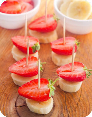 minibrocheta platano y fresa
