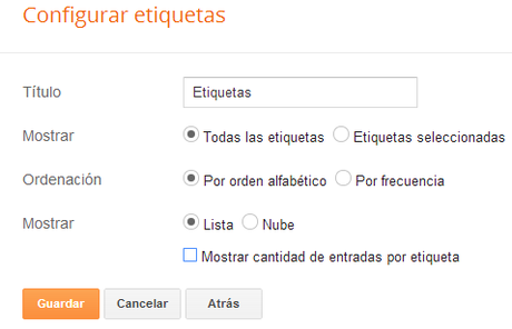 configurar gadget de etiquetas en blogger
