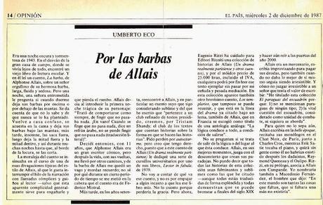 HEMEROTECA: Eco escribe sobre Allais (1987)