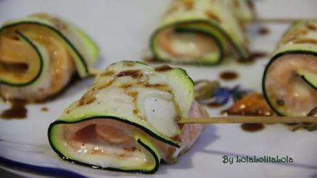 ROLLITOS DE SALMÓN Y CALABACIN