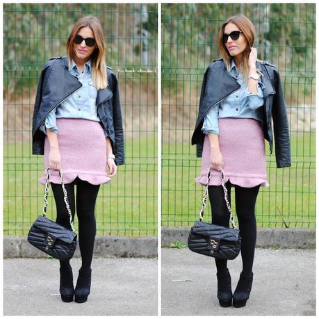 Pink skirt.