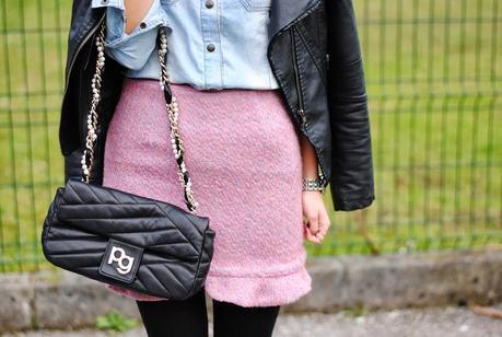 Pink skirt.
