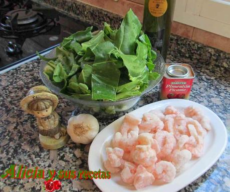ACELGAS REHOGADAS CON GAMBAS PICANTES